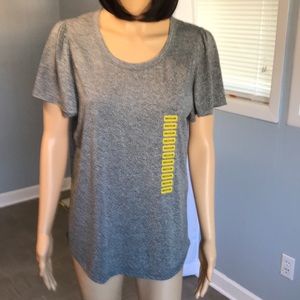 Philosophy flutter sleeve Athleisure Tee Shirt, Grey, Med, New w/Tags